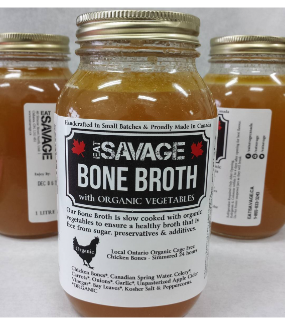 1 litre Bone Broth - Organic Chicken Bones & Organic Veggies